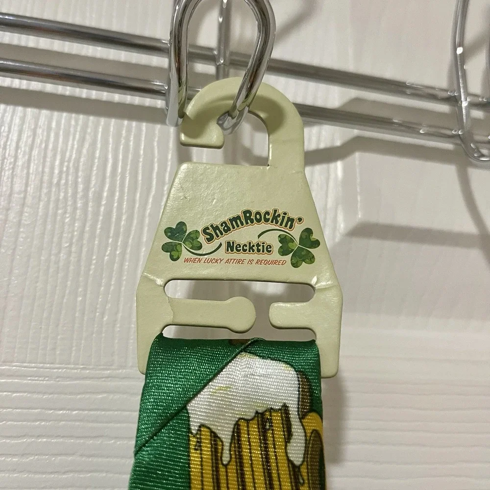 ShamRockin St. Patrick's Day Necktie Green Beer Mug Novelty‎ Tie Funny NWT